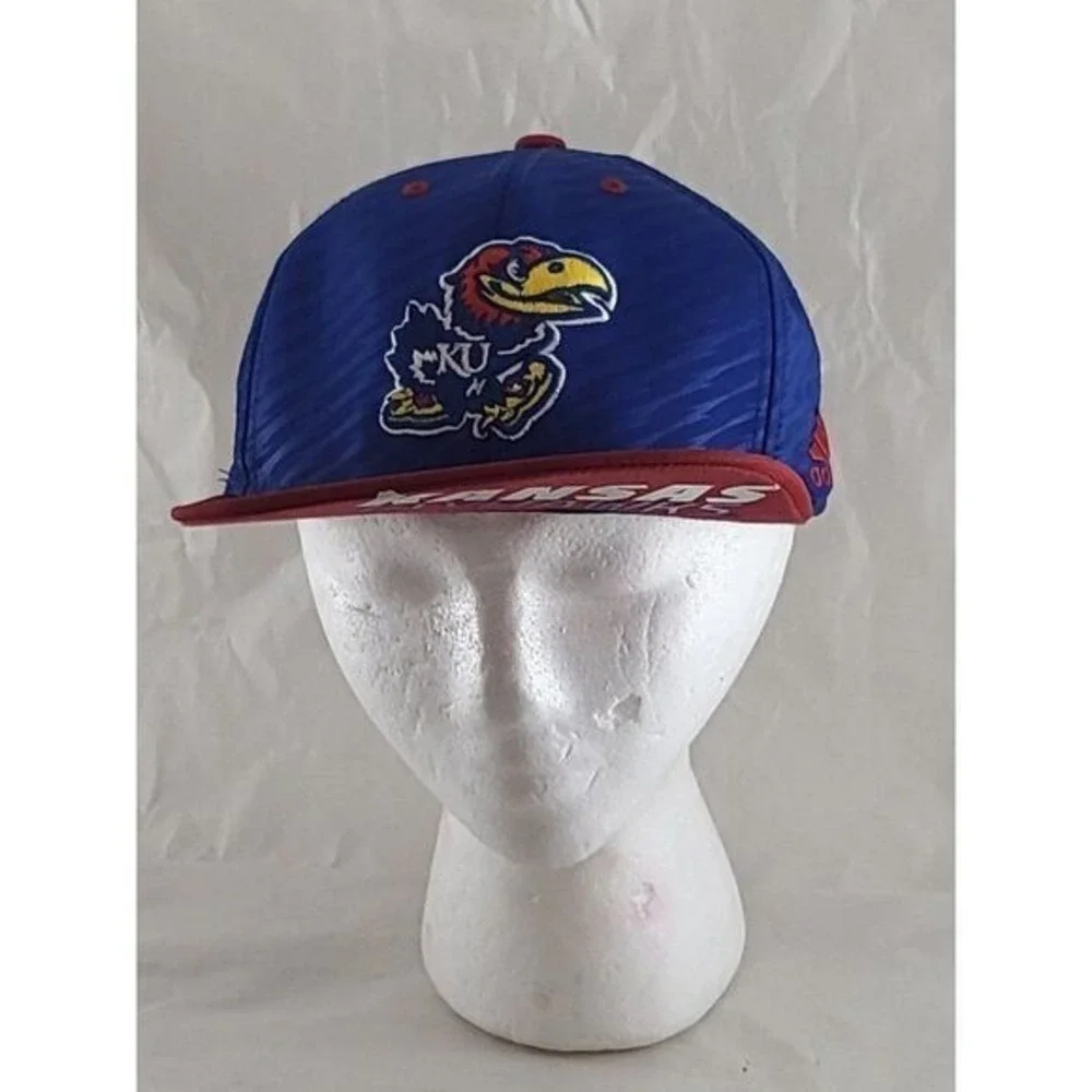 Kansas Jayhawks Hat Adidas Climalite Snapback Blue Red NCAA College Baseball Cap